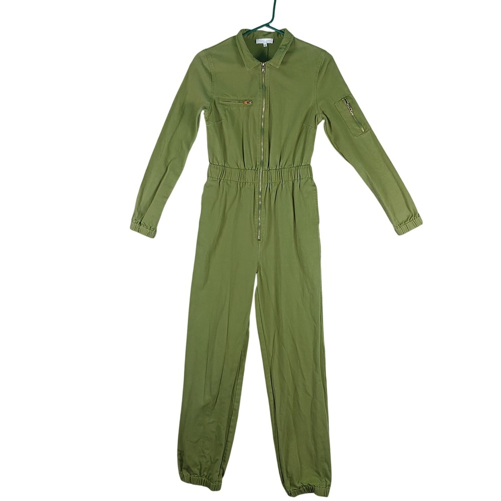 Emory Park Jumpsuit Women Small Olive Green Utility Military Mechanic Coveralls